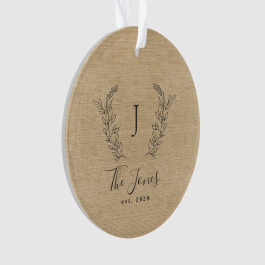 Gezinsmonogrammen rustige boerderij ornament (voorkant)