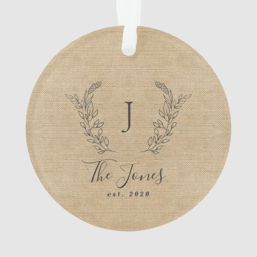 Gezinsmonogrammen rustige boerderij ornament (achterkant)