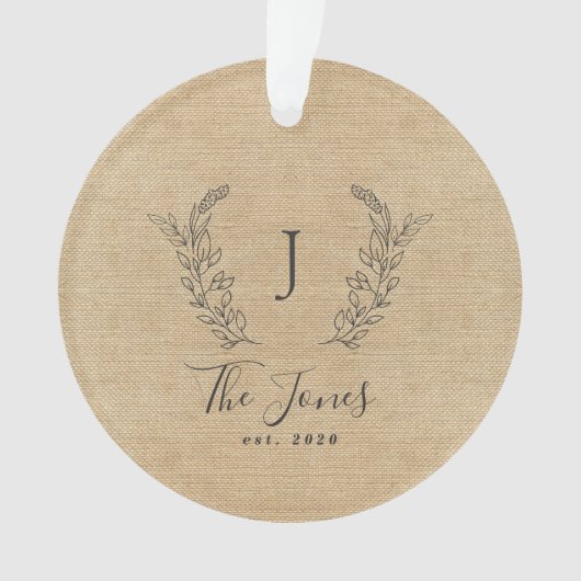 Gezinsmonogrammen rustige boerderij ornament (voorkant)