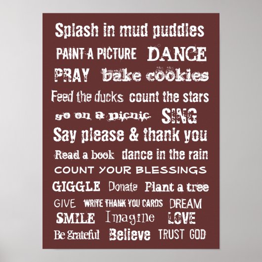 Gezinsmuur hangen Belangrijke dingen om te onthoud Poster (Voorkant)