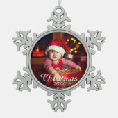 Gezinsportret Aangepaste foto afdrukken Tin Sneeuwvlok Ornament (Voorkant)