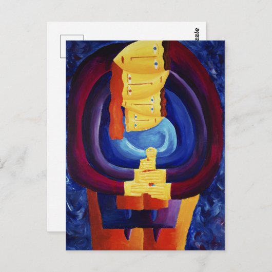 Gezinsportret moderne portretschilderkunst briefkaart (Voorkant / Achterkant)