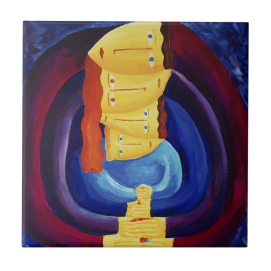 Gezinsportret moderne portretschilderkunst tegeltje (Voorkant)