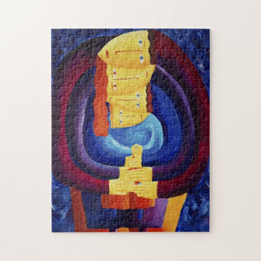 Gezinsportret moderne schilderkunst legpuzzel (Verticaal)