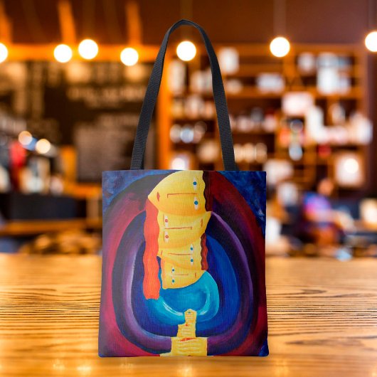 Gezinsportret moderne schilderkunst tote bag