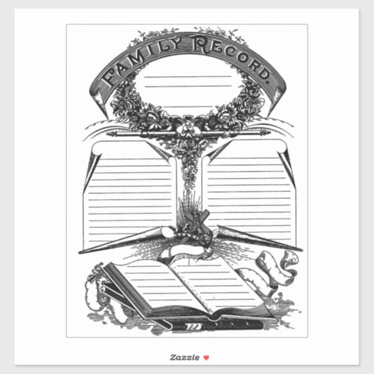 Gezinsrecord geboorte- en huwelijk erfrechtverklar sticker (Vel)