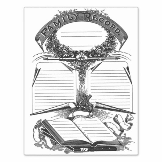 Gezinsrecord geboorte- en huwelijk erfrechtverklar sticker (Voorkant)