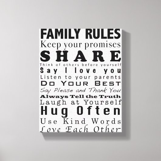 Gezinsregels Canvas Afdruk (Voorkant)