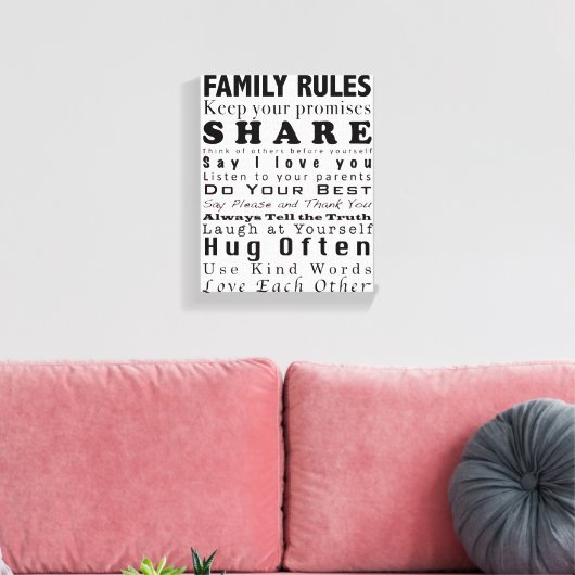 Gezinsregels Canvas Afdruk (Insitu (Woonkamer))