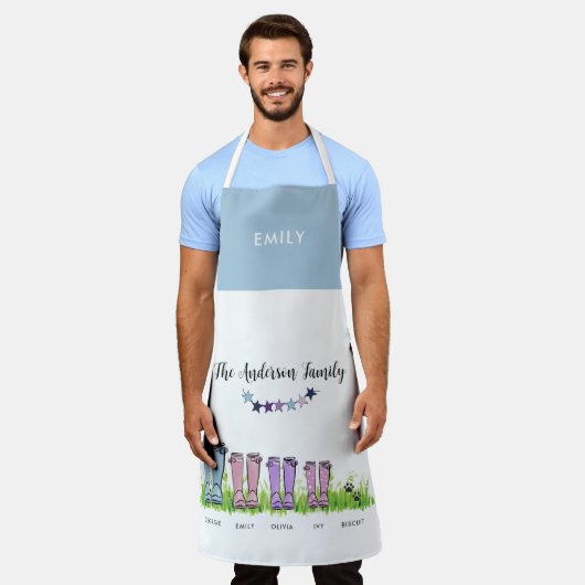 Gezinsregenlaars, wellington leuk cadeaudecor schort