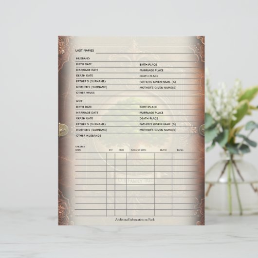 Gezinsregister genealogon (Staand voorkant)