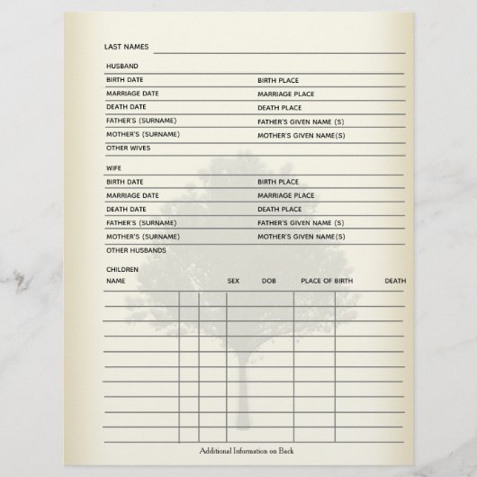 Gezinsregister genealogon (Voorkant)