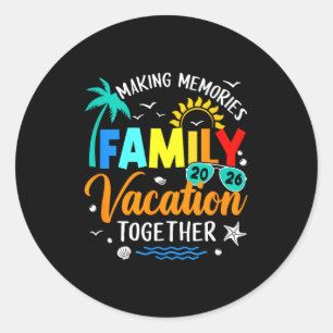 Gezinsreis 2026 vakantie zomer bijpassende outfits ronde sticker