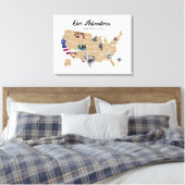 Gezinsreisavonturen Aangepast fotocollage Verenigd Canvas Afdruk (Insitu (Slaapkamer))