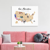 Gezinsreisavonturen Aangepast fotocollage Verenigd Canvas Afdruk (Insitu (Woonkamer))