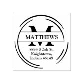 gezinsretouradres met monogram; rubberstempel (Afrduk)