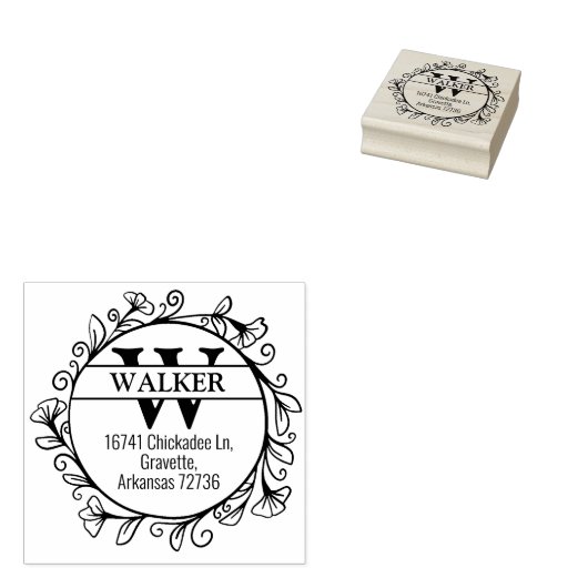 gezinsretouradres met monogram; rubberstempel (Gestempeld)