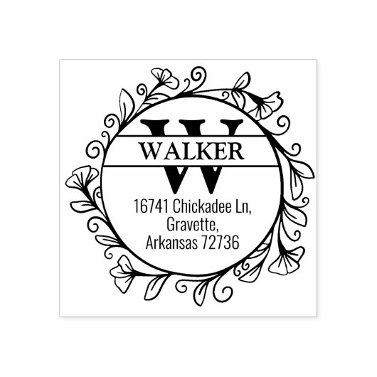 gezinsretouradres met monogram; rubberstempel (Afrduk)