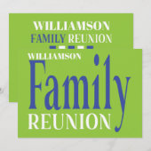 Gezinsreünie verzamelt oude moderne blauwe groene kaart (Voorkant / Achterkant)