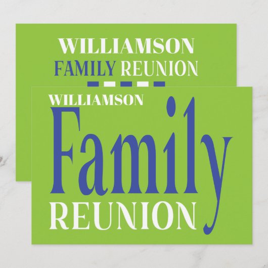 Gezinsreünie verzamelt oude moderne blauwe groene kaart (Voorkant / Achterkant)