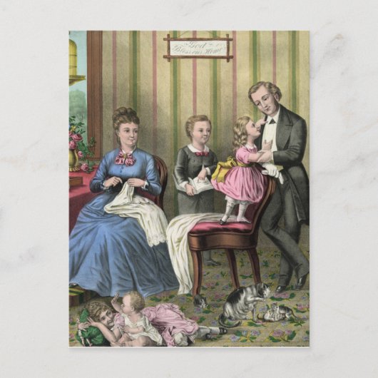 gezinsscène briefkaart (Voorkant)
