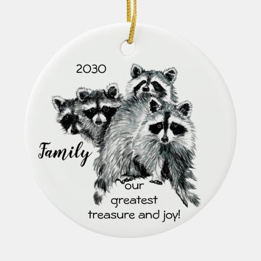 Gezinsschat Fun Raccoon Quote Keramisch Ornament (Voorkant)