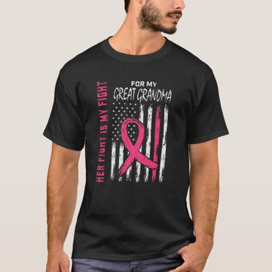 Gezinsstrijd Roze Grote oma Borst Cancer Awar T-shirt (Voorkant)
