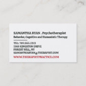 Gezinstherapieontwerp, psychotherapeut visitekaartje (Achterkant)