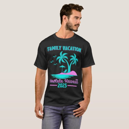 Gezinsvakantie 2023 palmboom Honolulu Hawaii Bea T-shirt (Voorkant volledig)