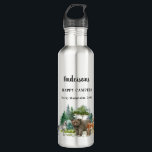 Gezinsvakantie beer wolvenbos waterfles<br><div class="desc">Een bos,  een bos landschap met een wolf beer en hert. Pas een naam,  een gebeurtenis,  en een plaats aan en voeg deze toe.</div>