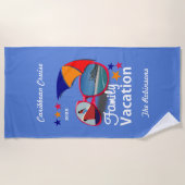 Gezinsvakantie cruise grafisch gepersonaliseerd strandlaken (Voorkant)