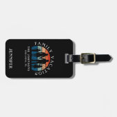 Gezinsvakantie Handen vasthouden Retro Zon Zwart Bagagelabel (Voorkant horizontaal)