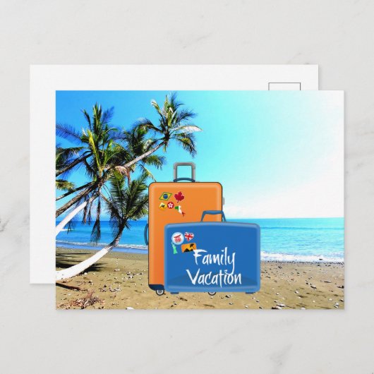 Gezinsvakantie, tropisch landschap briefkaart (Voorkant / Achterkant)