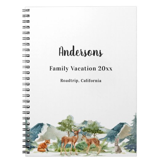 Gezinsvakantieherten van bosbossen notitieboek (Voorkant)