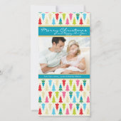 GEZINSVAKANTIEKAART :: geruitekerstboom 1P Feestdagenkaart (Voorkant)