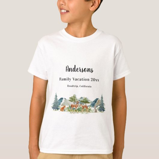 Gezinsvakantiewoudvee hert jongen t-shirt (Voorkant)