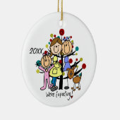 Gezinsverwacht Coupure Meisjeshond Keramisch Ornament (Rechts)