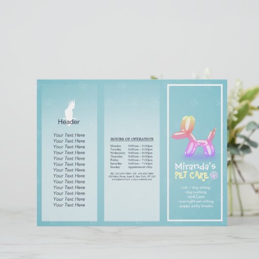 Gezinsverzorging van salon met tri-Fold Brochures (Staand voorkant)