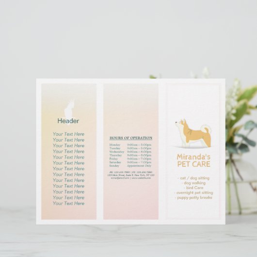 Gezinsverzorging van salon met tri-Fold Brochures (Staand voorkant)