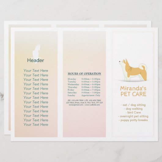 Gezinsverzorging van salon met tri-Fold Brochures (Voorkant / Achterkant)