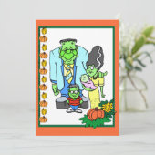 Gezinsvriendelijke Halloween Party Kostuumfeest Kaart (Staand voorkant)