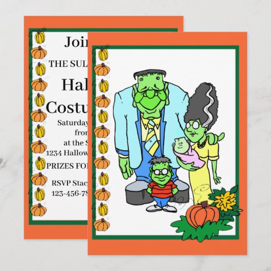 Gezinsvriendelijke Halloween Party Kostuumfeest Kaart (Voorkant / Achterkant)