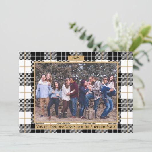 Gezinsvriendelijke kerstfeestdag foto-kaart feestdagenkaart (Staand voorkant)