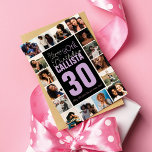 Gezinsvrienden Foto Collage Lijst Happy Birthday Kaart<br><div class="desc">Dit coole en leuke wenskaart is perfect voor elke vriend of familielid. Het bevat zestien aanpasbare foto-afbeeldingen in een lijst-indeling met het citaat "Happy (30th) Birthday, " in wit en paarse met de naam en leeftijd "30" (die kan worden gewijzigd in elke leeftijd) in lila paarse boven op een tekstvak...</div>