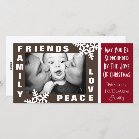 Gezinsvrienden Kerstmis Feestdagenkaart (Voorkant / Achterkant)