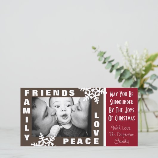 Gezinsvrienden Kerstmis Feestdagenkaart (Staand voorkant)