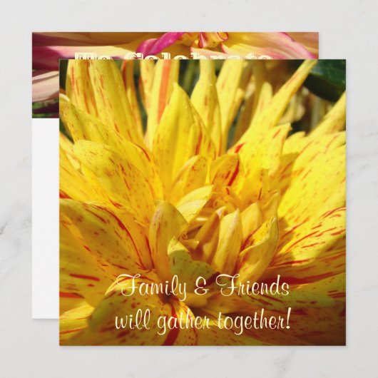 Gezinsvrienden komen samen! Uitnodigingen Dahlia (Voorkant / Achterkant)