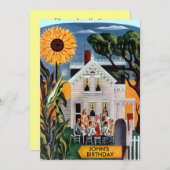 Gezinsvriendjes verzamelen soonbloem op het platte kaart (Voorkant / Achterkant)