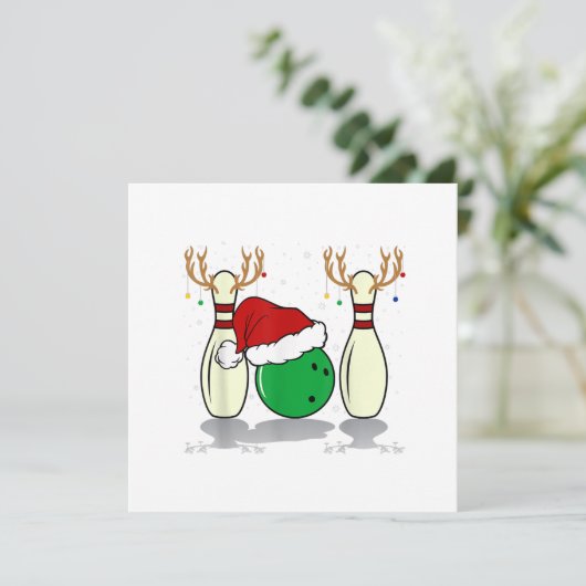 gezinswedstrijd kerst bowlen kerstman xmas kaart (Staand voorkant)