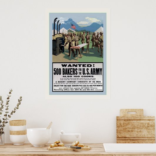 Gezocht! ~ 500 bakkerijen ~  Eerste Wereldoorlog Poster (Keuken)